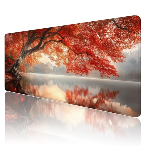 Gaming Mauspad XXL 900x600mm Mauspad Rot Mousepad Baum Premium Mouse Pad Großer Erweiterter Schreibtischunterlage, rutschfeste Gummibasis Desk Mat Verbessert PräZision und Geschwindigkeit R182 von SHUIYAZI