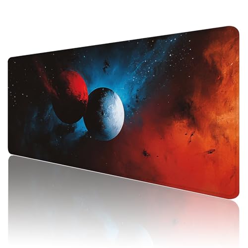 Gaming Mauspad XXL 900x600mm Mauspad Schwarz Mousepad Rot Premium Mouse Pad Großer Erweiterter Schreibtischunterlage, rutschfeste Gummibasis Desk Mat Verbessert PräZision und Geschwindigkeit R967 von SHUIYAZI