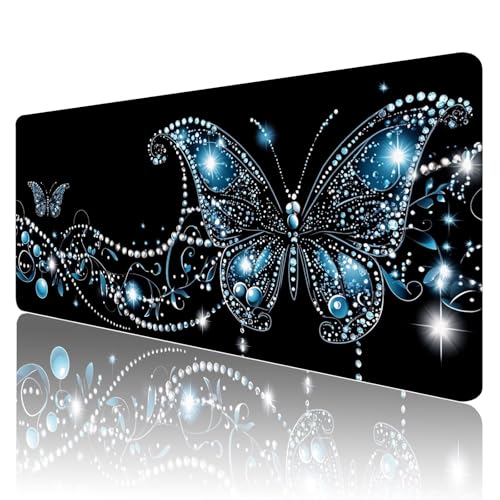 Gaming Mauspad XXL 900x600mm Mauspad Weiß Mousepad Blume Premium Mouse Pad Großer Erweiterter Schreibtischunterlage, rutschfeste Gummibasis Desk Mat Verbessert PräZision und Geschwindigkeit R1113 von SHUIYAZI