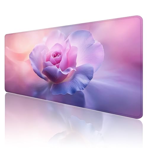 Mauspad XXL 1000 x 500 mm Gaming Mauspad Blumen Groß VernäHte Kanten Schreibtischunterlage Wasserdicht rutschfeste Gummibasis Farbe Mousepad Mouse Pad Desk Mat für Home Office Frauen Geschenk R1255 von SHUIYAZI