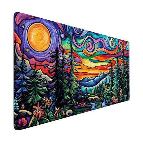 Mauspad XXL 1000 x 500 mm Gaming Mauspad Landschaft Groß VernäHte Kanten Schreibtischunterlage Wasserdicht rutschfeste Gummibasis Baum Mousepad Mouse Pad Desk Mat für Home Office Frauen Geschenk R29 von SHUIYAZI