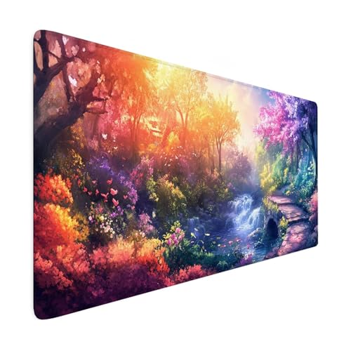 Mauspad XXL 1000 x 500 mm Gaming Mauspad Landschaft Groß VernäHte Kanten Schreibtischunterlage Wasserdicht rutschfeste Gummibasis Farbe Mousepad Mouse Pad Desk Mat für Home Office Frauen Geschenk R30 von SHUIYAZI