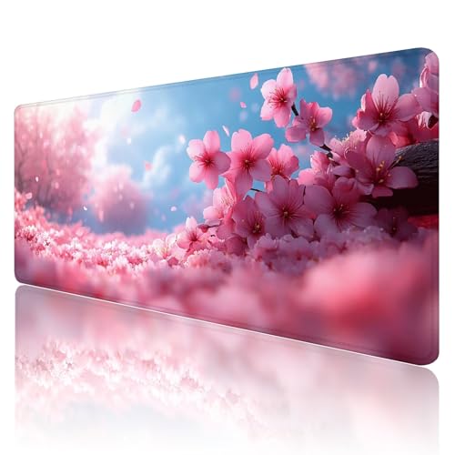 Mauspad XXL 1000 x 500 mm Gaming Mauspad Rosa Groß VernäHte Kanten Schreibtischunterlage Mit Wasserdicht rutschfeste Gummibasis Blume Mousepad Mouse Pad Desk Mat für Home Office Frauen Geschenk R766 von SHUIYAZI