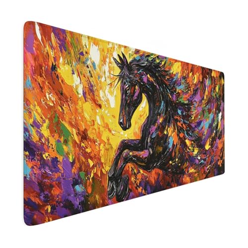 Mauspad XXL 1000 x 500 mm Gaming Mauspad Tier Groß VernäHte Kanten Schreibtischunterlage Mit Wasserdicht rutschfeste Gummibasis Pferd Mousepad Mouse Pad Desk Mat für Home Office Frauen Geschenk R61 von SHUIYAZI