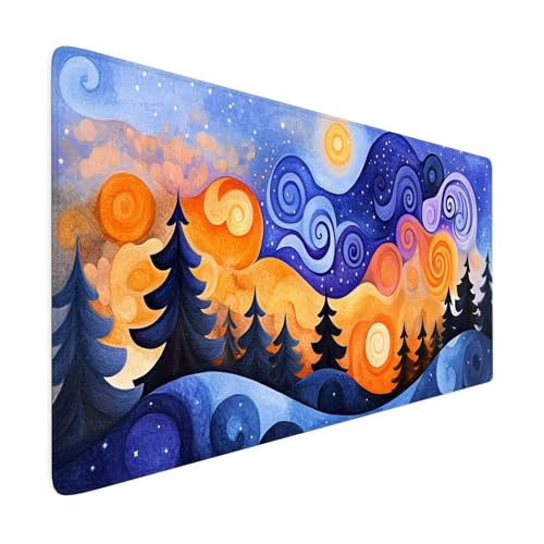 Mauspad XXL 1600 x 800 mm Gaming Mauspad Abstrakt Groß VernäHte Kanten Schreibtischunterlage Wasserdicht rutschfeste Gummibasis Baum Mousepad Mouse Pad Desk Mat für Home Office Frauen Geschenk R131 von SHUIYAZI