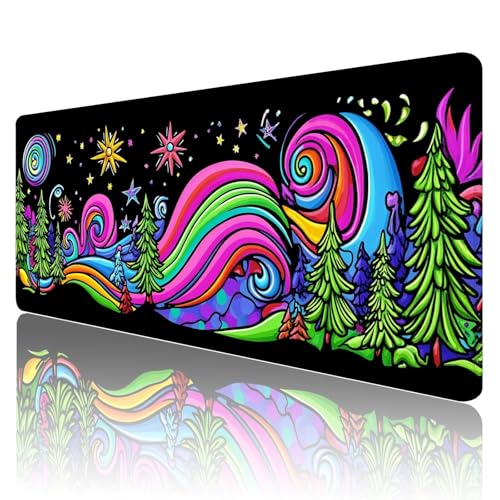 Mauspad XXL 1600 x 800 mm Gaming Mauspad Farbe Groß VernäHte Kanten Schreibtischunterlage Wasserdicht Rutschfeste Gummibasis Landschaft Mousepad Mouse Pad Desk Mat für Home Office Frauen Geschenk R611 von SHUIYAZI