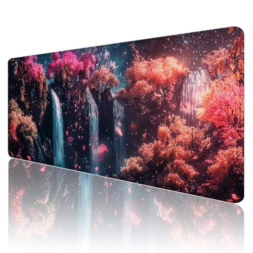 Mauspad XXL 1600 x 800 mm Gaming Mauspad Landschaft Groß VernäHte Kanten Schreibtischunterlage Wasserdicht Rutschfeste Gummibasis Traum Mousepad Mouse Pad Desk Mat für Home Office Frauen Geschenk R379 von SHUIYAZI