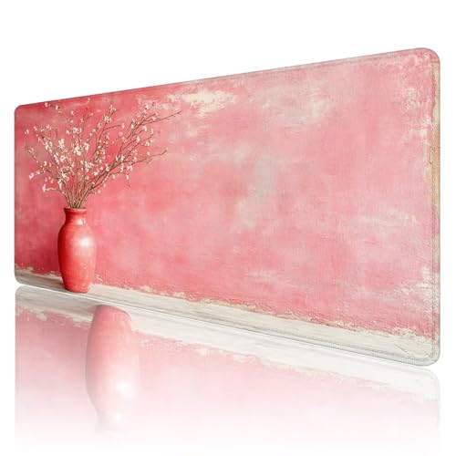 Mauspad XXL 1600 x 800 mm Gaming Mauspad Rosa Groß VernäHte Kanten Schreibtischunterlage Mit Wasserdicht rutschfeste Gummibasis Blume Mousepad Mouse Pad Desk Mat für Home Office Frauen Geschenk R515 von SHUIYAZI