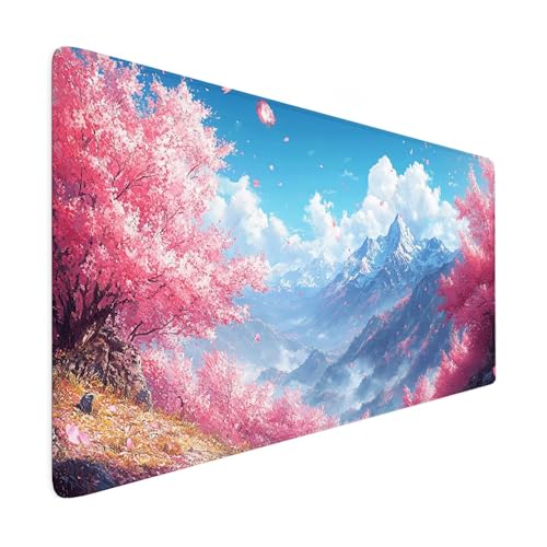 Mauspad XXL 1600 x 800 mm Gaming Mauspad Rosa Groß VernäHte Kanten Schreibtischunterlage Mit Wasserdicht rutschfeste Gummibasis Weiß Mousepad Mouse Pad Desk Mat für Home Office Frauen Geschenk R121 von SHUIYAZI