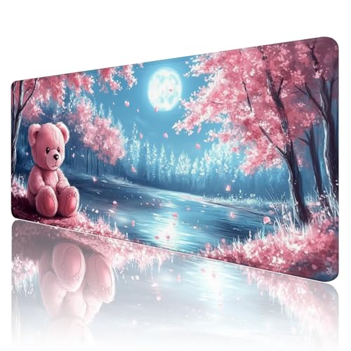 Mauspad XXL 1600 x 800 mm Gaming Mauspad Rosa Groß VernäHte Kanten Schreibtischunterlage Wasserdicht rutschfeste Gummibasis Landschaft Mousepad Mouse Pad Desk Mat für Home Office Frauen Geschenk R503 von SHUIYAZI