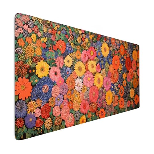 Mauspad XXL 1600 x 800 mm Gaming Mauspad Rot Groß VernäHte Kanten Schreibtischunterlage Mit Wasserdicht rutschfeste Gummibasis Blumen Mousepad Mouse Pad Desk Mat für Home Office Frauen Geschenk R17 von SHUIYAZI