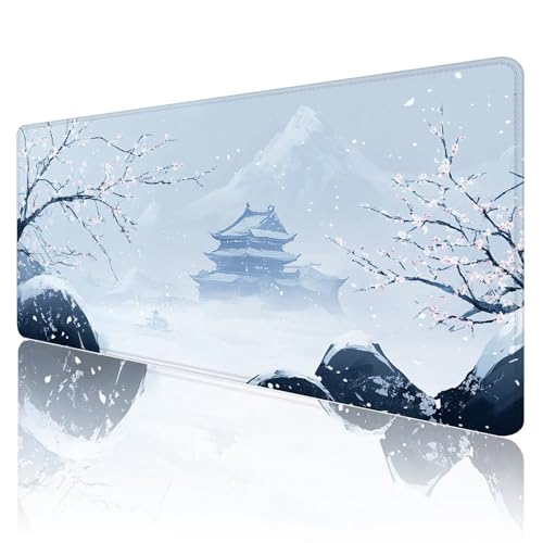 Mauspad XXL 1600 x 800 mm Gaming Mauspad Weiß Groß VernäHte Kanten Schreibtischunterlage Wasserdicht rutschfeste Gummibasis Gänseblümchen Mousepad Mouse Pad Desk Mat für Home Office Geschenk R997 von SHUIYAZI