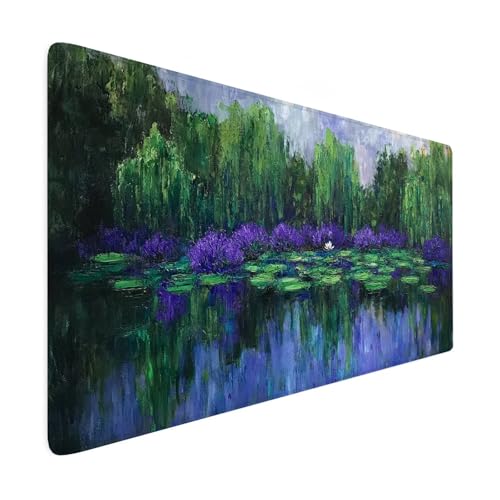 Mauspad XXL 600x300 mm Gaming Mauspad Grün Groß VernäHte Kanten Schreibtischunterlage Mit Wasserdicht rutschfeste Gummibasis Lila Mousepad Mouse Pad Desk Mat für Home Office Frauen Geschenk R129 von SHUIYAZI