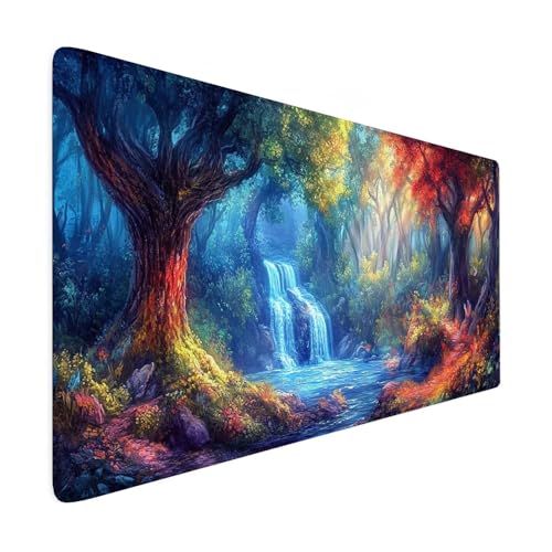 Mauspad XXL 600x300 mm Gaming Mauspad Landschaft Groß VernäHte Kanten Schreibtischunterlage Mit Wasserdicht Rutschfeste Gummibasis Farbe Mousepad Mouse Pad Desk Mat für Home Office Frauen Geschenk R25 von SHUIYAZI