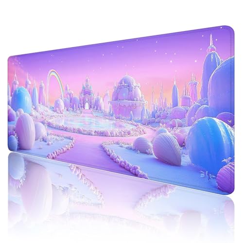 Mauspad XXL 600x300 mm Gaming Mauspad Rosa Groß VernäHte Kanten Schreibtischunterlage Mit Wasserdicht rutschfeste Gummibasis Schloss Mousepad Mouse Pad Desk Mat für Home Office Frauen Geschenk R355 von SHUIYAZI