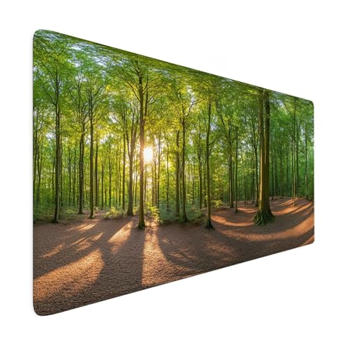 Mauspad XXL 600x300 mm Gaming Mauspad Wald Groß VernäHte Kanten Schreibtischunterlage Mit Wasserdicht rutschfeste Gummibasis Grün Mousepad Mouse Pad Desk Mat für Home Office Frauen Geschenk R19 von SHUIYAZI