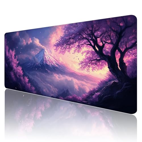 Mauspad XXL 800x300 mm Gaming Mauspad Lila Groß VernäHte Kanten Schreibtischunterlage Mit Wasserdicht rutschfeste Gummibasis Japan Mousepad Mouse Pad Desk Mat für Home Office Frauen Geschenk R674 von SHUIYAZI