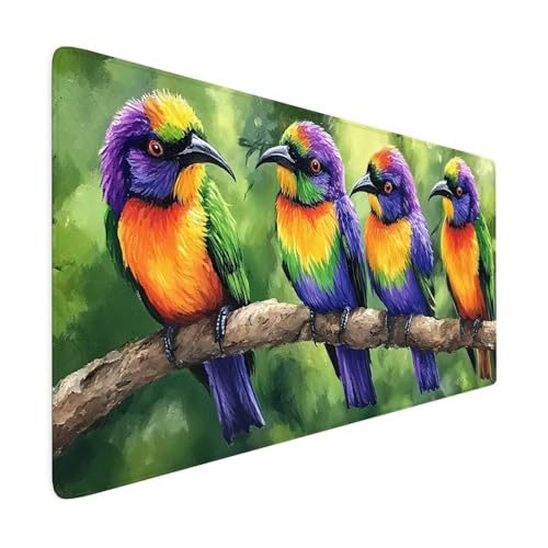 Mauspad XXL 900 x 400 mm Gaming Mauspad Tier Groß VernäHte Kanten Schreibtischunterlage Mit Wasserdicht rutschfeste Gummibasis Vogel Mousepad Mouse Pad Desk Mat für Home Office Frauen Geschenk R110 von SHUIYAZI