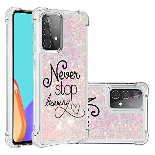 SHUYIT Hülle für Samsung Galaxy A52 Glitzer Handyhülle, Mode Flüssig Treibsand Hülle Silikon Weich TPU Bumper Cover Case Stoßfest Rutschfest Schutzhülle für Samsung Galaxy A52 Hüllen, Brief von SHUYIT