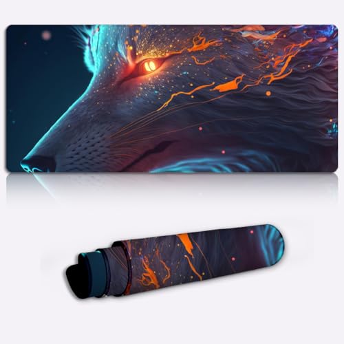 SIBREA Kitsune 15,7 x 35,4 Zoll große Gaming-Mauspad-Matte XXL mit genähter Kante rutschfeste Gummiunterseite waschbar widerstandsfähig für Bürocomputer Laptop-Tisch Mauspads Matten Zubehör von SIBREA