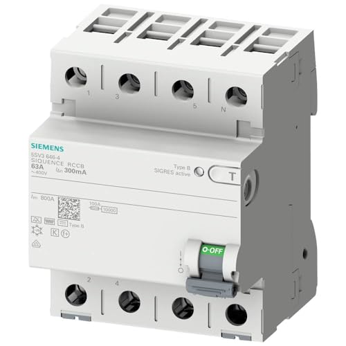 SIEMENS - Siemens 5SV33444 FI-Schutzschalter 3P+N TypB kurzzeitverzögert 30mA 40A 400V von SIEMENS