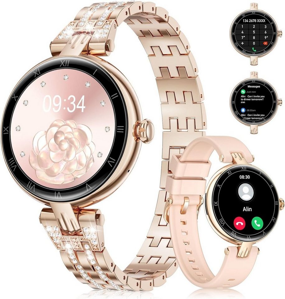 SIEMORL Smart Watch für DamenBluetooth Anrufe Smartwatch (1,32 Zoll, Andriod iOS), mit IP67 Wasserdichr Armbanduhr SpO2,Sportuhr,Aktivitätstracker von SIEMORL