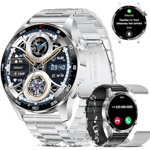 SIEMORL Smartwatch Herren mit Telefonfunktion,1,43-Zoll HD AMOLED Fitnessuhr mit Pulsmesser Schlafmonitor,wasserdichte IP68,Fitness Tracker 100+ Sportmodi für Android iOS von SIEMORL