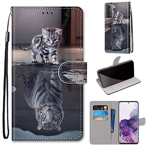 SIENIANLINE Handyhülle für Samsung Galaxy S21 FE Hülle,Premium PU Leder, [Kartenfach] [Standfunktion] Flip Case Cover Leder Schutzhülle Etui Kompatibel für Samsung S21 FE 5G Klapphülle von SIENIANLINE