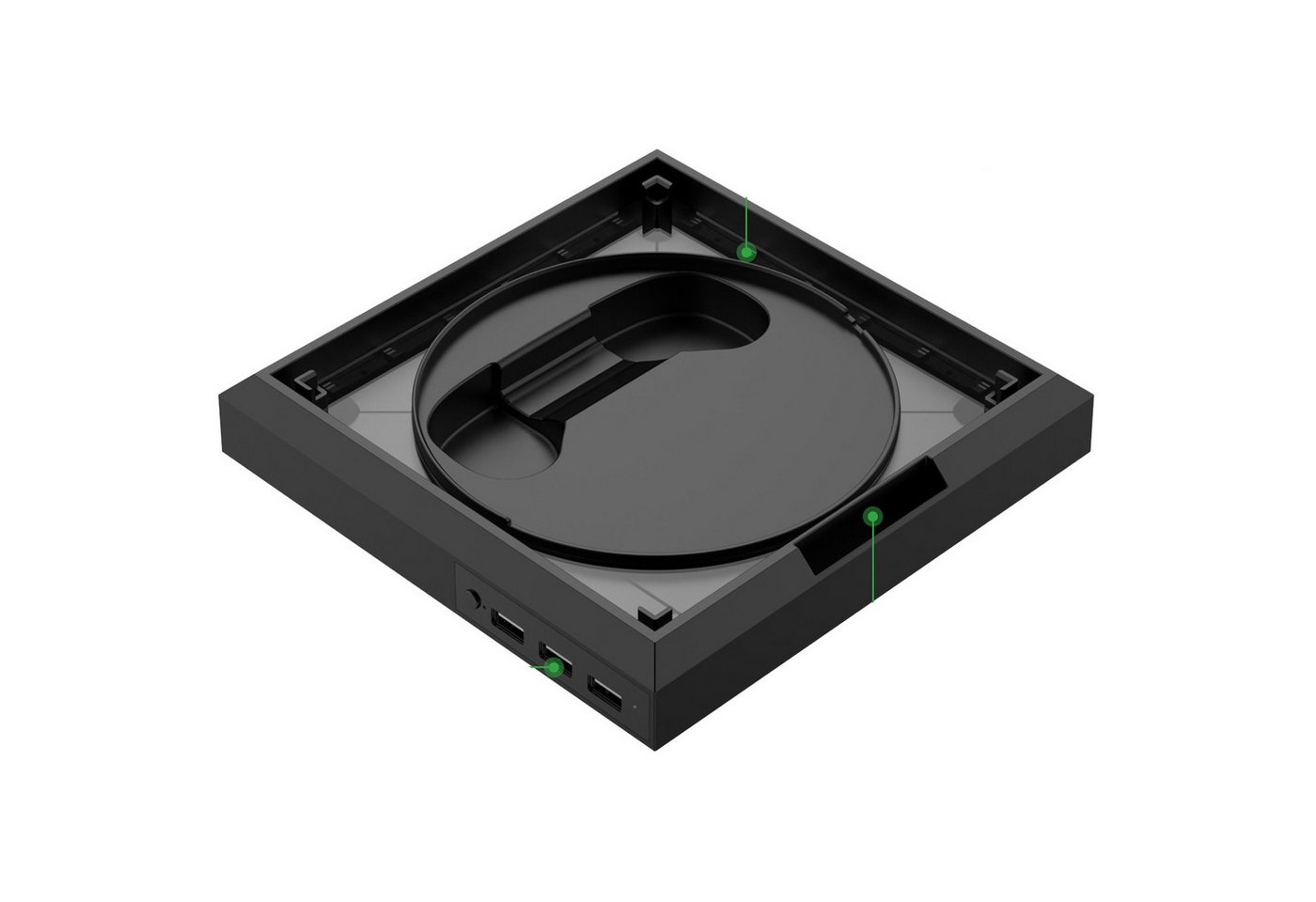 SIERGA XBOX Series X/S beleuchtete Basis, RGB-LED-Ständer, 7 Farben Zubehor für Xbox Contoller (mit 3 USB C Hub 2.0 Anschlüssen, schwarz) von SIERGA