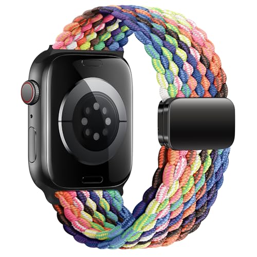 Geflochten Armband Kompatibel mit Apple Watch Armband 44mm 45mm 46mm 49mm 42mm für Damen Herren, Elastisch Nylon Armbänder mit Magnetisch Verschluss für iWatch Ultra 2 SE Series 10 9 8 7 6 5 4 3 2 1 von SIERVOS