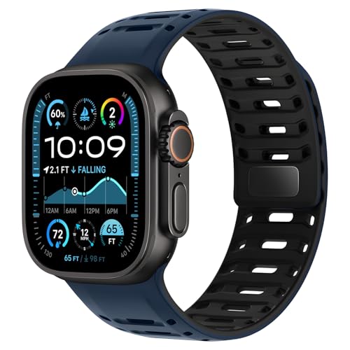 Magnetisch Sportarmband Kompatibel mit Apple Watch Armband 45mm 44mm 46mm 49mm 42mm für Damen Herren, Silikon Atmungsaktiv Sport Armbänder für iWatch Ultra 2 SE Series 10 9 8 7 6 5 4 3 2 1 von SIERVOS