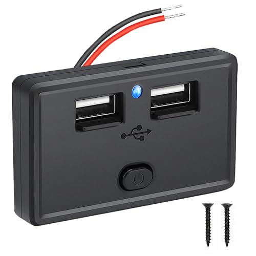 SIGANDG 1 PC 4.8A Dual USB Auto-Steckdose, 12V/24V Wasserdicht USB Ladebuchse Panel mit ON/Off Schalter, für 12V Auto Bus ATV Schiff LKW von SIGANDG