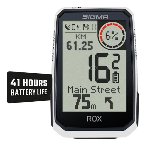 SIGMA ROX 4.0 Endurance White Sensor Set | Fahrradcomputer kabellos GPS & Navigation inkl. Geschwindigkeits-, Herz- und Trittfrequenzsensoren & OVERCLAMP Butler | 41 h Akkulaufzeit| E-Bike kompatibel von SIGMA