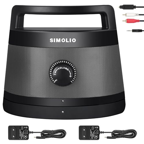 SIMOLIO Funklautsprecher für Fernseher Kabellos, 2.4GHz Tragbarer TV Lautsprecher für Senioren, Perfekter Ersatz für Kinnkopfhörer, Optisch, RCA, 3.5 AUX Verbindung, mit Kopfhörer & 2 Adapter SM-621D von SIMOLIO