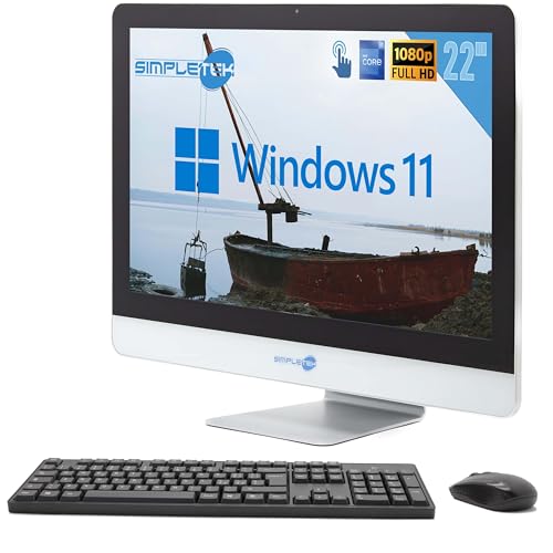 SIMPLETEK All-in-One AiO Touchscreen 22" Full HD Core i5 2500T 2.3GHz Windows 11 Pro | 16GB RAM SSD 4TB | Webcam Touchscreen interne Lautsprecher + kabellose Maus und Tastatur | Businesscomputer von SIMPLETEK