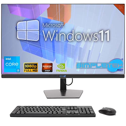 SIMPLETEK - All-in-One-PC 24" FHD 60Hz Core i3 Windows 11 | Grafikkarte Radeon RX550 4GB | 16GB RAM SSD 960GB | Arbeit, Gaming von SIMPLETEK