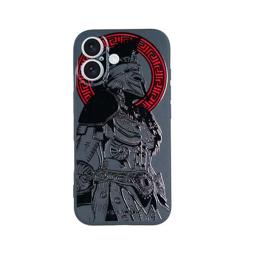 SIMPLYMDRN Slim für iPhone 16 Plus Hülle - Krieger Design - Coole Hülle für Männer - Fighter Assassin Case - Schlank und Flexibel (Gladiator Black) von SIMPLYMDRN