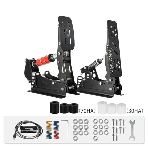 SIMSONN PRO Pedals Sim Racing Pedale PC Racing Simulator Pedale Drucksensor 200KG Wägezelle Bremspedal Schwarz（PRO-P2） von SIMSONN