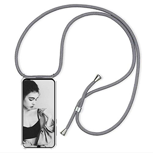 Handykette kompatibel mit Oppo Reno 4 Pro 5G Handyhülle Transparent Silikon Schutzhülle - Necklace Hülle mit Band Handy-Kette Case mit Necklace Schnur mit Kette zum Umhängen,Silber von SIMao