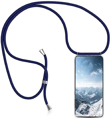 Hülle Handykette kompatibel mit VIVO Y21s/ Y21/ Y33s, Handyhülle Transparent Silikon Schutzhülle - Necklace Hülle mit Band Handy-Kette Case mit Necklace Schnur mit Kette zum Umhängen,Navy blau von SIMao