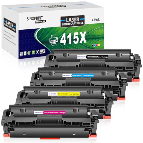 SINOPRINT 415X Mit Chip Kompatibel für HP 415X 415A Multipack für MFP M479fdw Toner Color Laserjet Pro M479dw M479fnw M479fdn M454dw M454dn M479 W2030A W2031A W2032A W2033A Schwarz Cyan Gelb Magenta von SINOPRINT