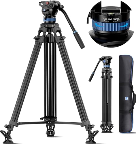 SIRUI Stativ Kamera Videostativ mit Fluidkopf AM-25S, 190cm professionelles Aluminium Dreibein-Stative Tripod für Camcorder Kameras DSLR, Max Belastung 10KG von SIRUI