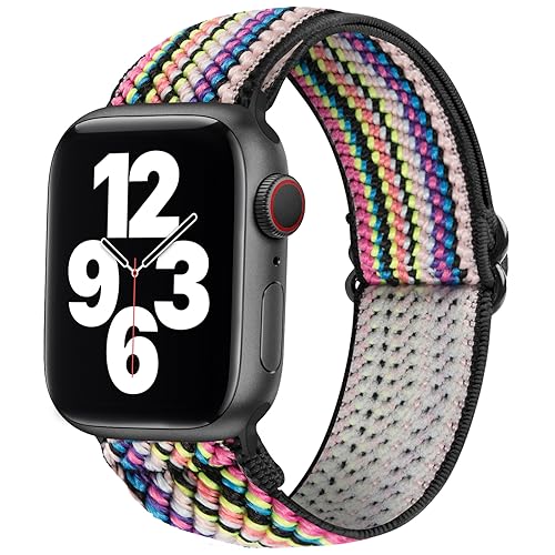 SITAFU Armband Kompatibel mit Apple Watch Armband 42mm 44mm 45mm ür Damen Herren,Nylon Elastisches Verstellbares Geflochten Ersatzarmband für iWatch Series 7 6 5 4 3 2 1 SE von SITAFU