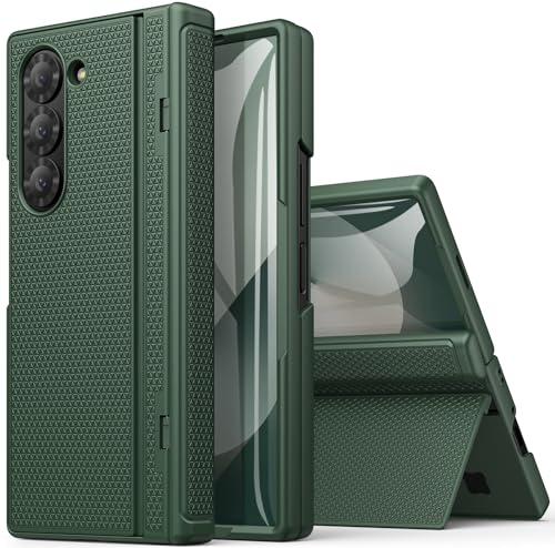 SIXBOX für Samsung Galaxy Z Fold 6 Hülle mit Ständer & Displayschutz & Scharnierschutz, Robuste Hart rutschfest Handyhülle für Mädchen, Ultra Dünn Stoßfest Cover Kompatibel mit Galaxy Fold 6 5G, Grün von SIXBOX