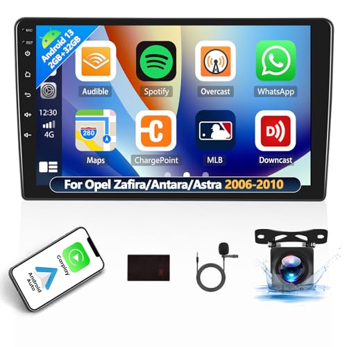 [2+32G] Autoradio Android 13 mit Navi für Opel Zafira Antara Astra 2006-2010,9 Zoll Touchscreen Radio mit Carplay Android Auto GPS WiFi FM/RDS Bluetooth Mirror Link Canbus + AHD Backup Kamera & Mic von SIXTOP