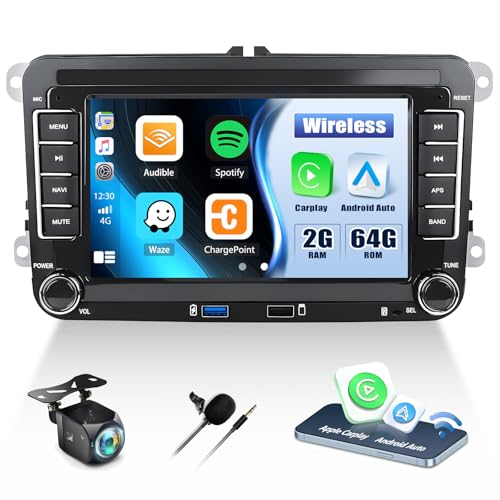 [2G+64G] Android 13 Autoradio für VW Golf 5 6 Polo T5 Tiguan Passat Caddy Seat Skoda, 7“ Touchscreen Autoradio mit Carplay Android Auto GPS HiFi FM/RDS BT+Rückfahrkamera&Mic von SIXTOP