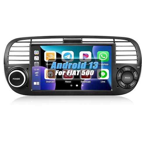 [1+32GB] SIXWIN Android 13 CarPlay Android Auto Mirrorlink Autoradio für FIAT 500 2007-2015,7 Zoll HD Touchscreen mit GPS/Bluetooth/WiFi/HiFi/FM/RDS(Schwarz) von SIXWIN