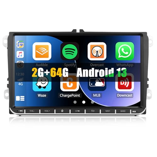 [2+64G] SIXWIN Android 13 Autoradio für VW Golf 5 Golf 6 Skoda Polo Passat Tiguan Touran mit Carplay/Android Auto/Mirrorlink,9 Zoll Kapazitive Touchscreen mit WiFi GPS FM Bluetooth von SIXWIN