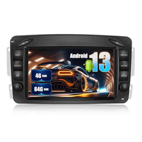 [4+64G]SIXWIN Android 13 Autoradio für Mercedes-Benz CLK C208 W208 W209 E-W210 Clase C W203 Viano W639 SLK W170 mit Carplay/Android Auto/Mirrorlink,7 Zoll ouchscreen Unterstützt WiFi GPS FM Bluetooth von SIXWIN