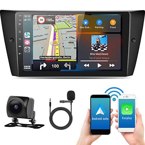 SIXWIN 2+64G Android 13 Autoradio für BMW 3er E90 E91 E92 E93 2005-2011 mit Carplay/Android Auto/Mirrorlink,9 Zoll Kapazitive Touchscreen Unterstützt WiFi/GPS/FM/Bluetooth/SWC+ AHD Rückfahrkamera-P2 von SIXWIN